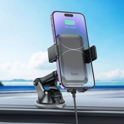 Автотримач для телефона з БЗП HOCO HW9 Climber smart wireless charging car holder Black Gray Автотримач для телефона з БЗП HOCO HW9 Climber smart wireless charging car holder Black Gray