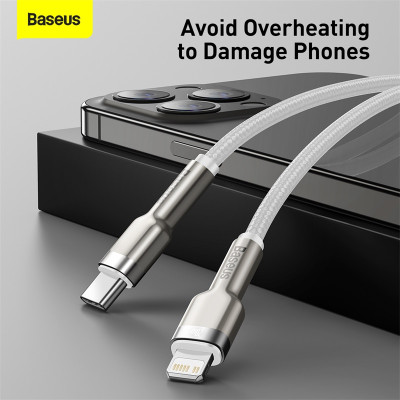 Кабель Baseus Cafule Series Metal Data Cable Type-C to iP PD 20W 2m White Кабель Baseus Cafule Series Metal Data Cable Type-C to iP PD 20W 2m White