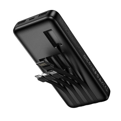 Зовнішній акумулятор HOCO J163 Wonderful power bank with 4 cables(10000mAh) Black