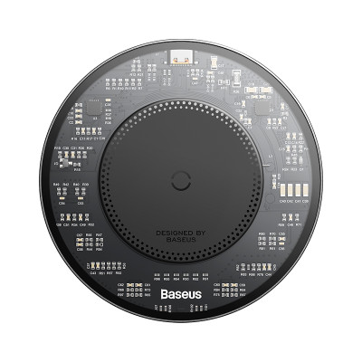 Бездротовий зарядний пристрій Baseus Simple 2 Wireless Charger 15W Cluster Black（Include: Cable Type-C To Type-C 24W 12V/2A 1m Cluster Black)