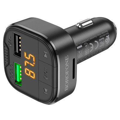АЗП з FM-модулятором BOROFONE BC43 Flash QC3.0 car BT FM transmitter 18W Black АЗП з FM-модулятором BOROFONE BC43 Flash QC3.0 car BT FM transmitter 18W Black
