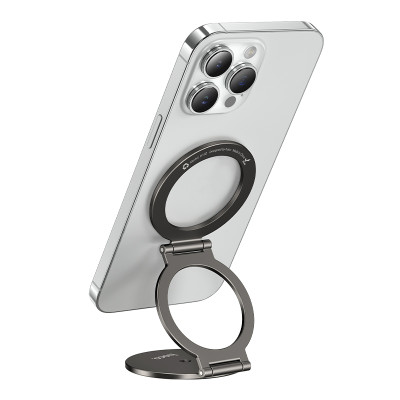 Автотримач для телефона HOCO H102 Whale magnetic ring holder(multi-scene) Metal Grey