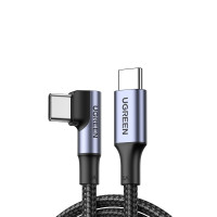 Кабель UGREEN US334 USB-C to USB-C PD Fast Charging 90 Degree Cable 5A Max Black 2m Кабель UGREEN US334 USB-C to USB-C PD Fast Charging 90 Degree Cable 5A Max Black 2m