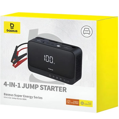 Автомобільний пуско-зарядний пристрій з насосом Baseus Super Energy Series 4-in-1 Car Jump Starter 600A Cluster Black Автомобільний пуско-зарядний пристрій з насосом Baseus Super Energy Series 4-in-1 Car Jump Starter 600A Cluster Black