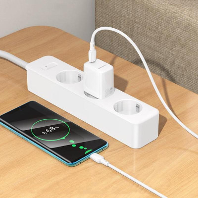 Мережевий зарядний пристрій з кабелем BOROFONE BN26 Fuente single-port PD20W charger set (C to C) (EU) White Мережевий зарядний пристрій з кабелем BOROFONE BN26 Fuente single-port PD20W charger set (C to C) (EU) White
