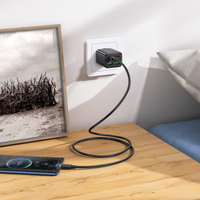 Мережевий зарядний пристрій HOCO N55 Fundador four-port PD20W(2C2A) charger Black Мережевий зарядний пристрій HOCO N55 Fundador four-port PD20W(2C2A) charger Black