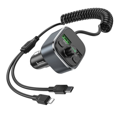 АЗП з FM-модулятором HOCO E74 Energy QC3.0 2-in-1 car BT FM transmitter with cable 18W Metal Gray АЗП з FM-модулятором HOCO E74 Energy QC3.0 2-in-1 car BT FM transmitter with cable 18W Metal Gray