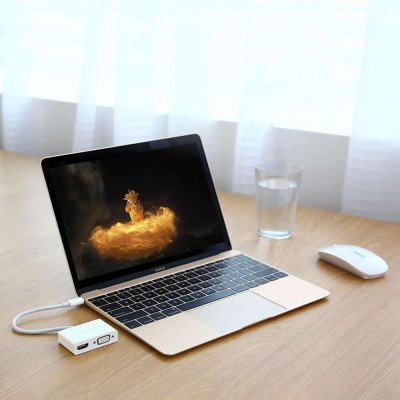 USB-хаб UGREEN USB Type C to HDMI + VGA Converter (White)