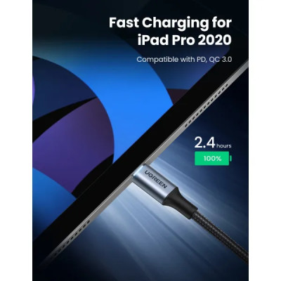 Кабель UGREEN US316 USB-C Cable Aluminum Case with Braided 1m (Black) (UGR-70427)