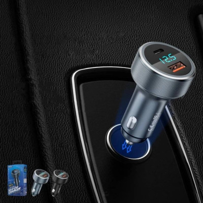 Автомобільний зарядний пристрій REMAX Salo Series 58.5W PD+QC 1A+1C Fast Charging Car Charger RCC215 Black Автомобільний зарядний пристрій REMAX Salo Series 58.5W PD+QC 1A+1C Fast Charging Car Charger RCC215 Black