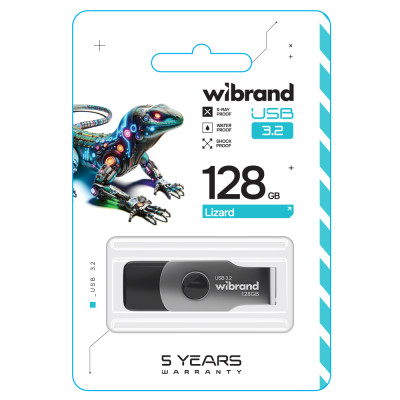 Флеш-накопичувач Wibrand USB 3.2 Gen1 Lizard 128GB Black