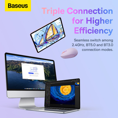Маніпулятор миша бездротова Baseus F01B Tri-Mode Wireless Mouse Nebula Purple