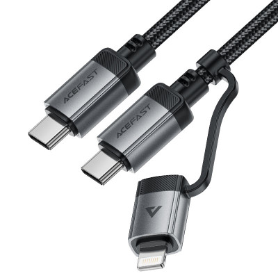 Кабель ACEFAST C20-01 USB-C to USB-C / Lightning aluminum alloy connectors charging data cable Black