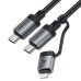 Кабель ACEFAST C20-01 USB-C to USB-C / Lightning aluminum alloy connectors charging data cable Black