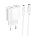 Мережевий зарядний пристрій з кабелем HOCO C109A(PD20W+QC3.0) Fighter PD20W+QC3.0 charger set(C to C) White