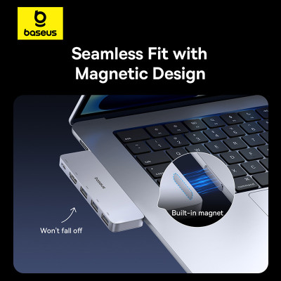 USB-хаб Baseus UltraJoy Series 5-Port HUB Space Grey (USB-C*2 to USB-C 40Gbps*1+HDMI 4K@30Hz*1+USB3.0*3）