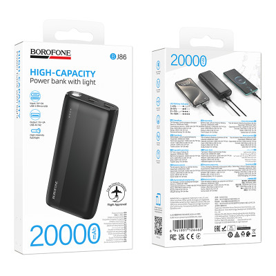 Зовнішній акумулятор BOROFONE BJ86 Victoria power bank(20000mAh) Black Зовнішній акумулятор BOROFONE BJ86 Victoria power bank(20000mAh) Black