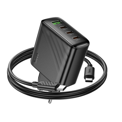 Мережевий зарядний пристрій з кабелем HOCO CS27A Supply PD67W (3C1A) charger set (C to C)(EU) Black Мережевий зарядний пристрій з кабелем HOCO CS27A Supply PD67W (3C1A) charger set (C to C)(EU) Black