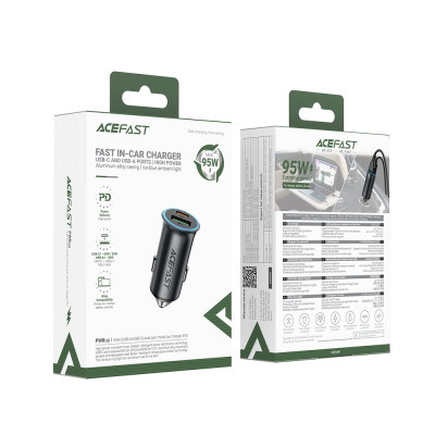 Автомобільний зарядний пристрій ACEFAST B16 95W (USB-A+USB-C) dual port metal car charger