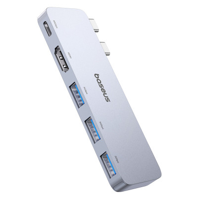 USB-хаб Baseus UltraJoy Series 5-Port HUB Space Grey (USB-C*2 to USB-C 40Gbps*1+HDMI 4K@30Hz*1+USB3.0*3）