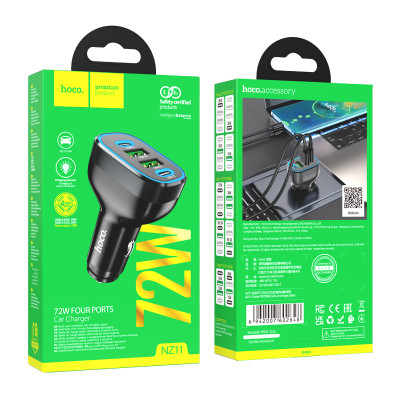 Автомобільний зарядний пристрій HOCO NZ11 Guide PD72W(2C2A) car charger Black Автомобільний зарядний пристрій HOCO NZ11 Guide PD72W(2C2A) car charger Black