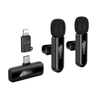 Бездротова мікрофонна система HOCO L20A Fair dual-mic (iP/Type-C) Black