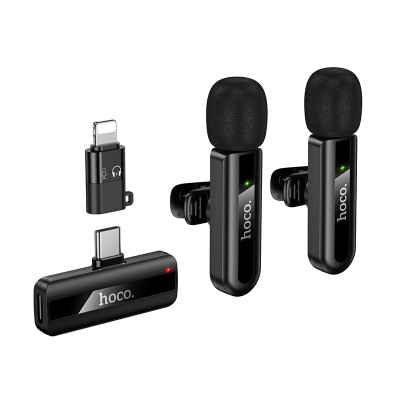 Бездротова мікрофонна система HOCO L20A Fair dual-mic (iP/Type-C) Black