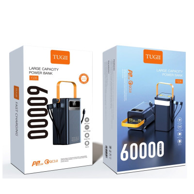 Зовнішній акумулятор WUW TUGII-Y106 (PD22.5W quick charge) 60000mAh Black Зовнішній акумулятор WUW TUGII-Y106 (PD22.5W quick charge) 60000mAh Black