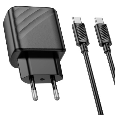 Мережевий зарядний пристрій з кабелем HOCO CS23A Sunlight dual-port PD30W+QC3.0 charger set(Type-C to Type-C)(EU) Black Мережевий зарядний пристрій з кабелем HOCO CS23A Sunlight dual-port PD30W+QC3.0 charger set(Type-C to Type-C)(EU) Black