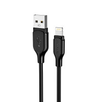 Кабель BOROFONE BX42 USB to iP 2.4A, 1m, silicone, TPE connectors, Black Кабель BOROFONE BX42 USB to iP 2.4A, 1m, silicone, TPE connectors, Black