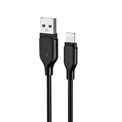 Кабель BOROFONE BX42 USB to iP 2.4A, 1m, silicone, TPE connectors, Black Кабель BOROFONE BX42 USB to iP 2.4A, 1m, silicone, TPE connectors, Black