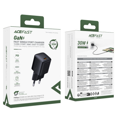 Мережевий зарядний пристрій ACEFAST A118 PD30W mini GaN USB-C fast charger