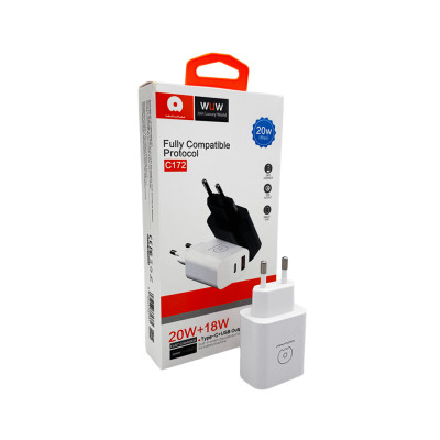 Мережевий зарядний пристрій WUW-C172 20W PD USB-C + USB QC3.0 18W black Мережевий зарядний пристрій WUW-C172 20W PD USB-C + USB QC3.0 18W black