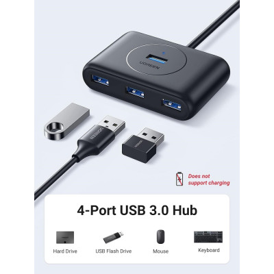USB-хаб UGREEN CR113 USB 3.0 Hub  1m (Black) (UGR-20291)