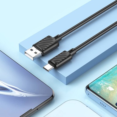 Кабель HOCO X88 Gratified charging data cable for Type-C Black Кабель HOCO X88 Gratified charging data cable for Type-C Black