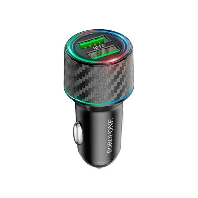 Автомобільний зарядний пристрій BOROFONE BZ21A Brilliant 36W dual port QC3.0 car charger Black Автомобільний зарядний пристрій BOROFONE BZ21A Brilliant 36W dual port QC3.0 car charger Black