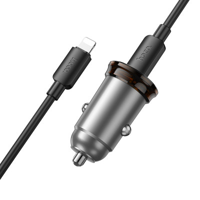 Автомобільний зарядний пристрій HOCO NZ16 Rigorous single port PD30W car charger set(C to iP) Metal Grey Автомобільний зарядний пристрій HOCO NZ16 Rigorous single port PD30W car charger set(C to iP) Metal Grey