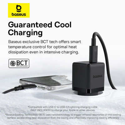 Мережевий зарядний пристрій Baseus Palm Fast Charger 1C 30W EU Cluster Black