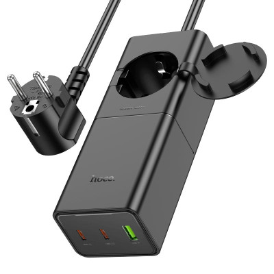 Мережевий зарядний пристрій HOCO NS4 Sharp PD65W(2C1A) desktop socket(EU/GER) Black Мережевий зарядний пристрій HOCO NS4 Sharp PD65W(2C1A) desktop socket(EU/GER) Black