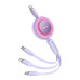 Кабель Baseus Bright Mirror 2 Series Retractable 3-in-1 Fast Charging  Data Cable Type-C to M+L+C 100W 1.1m Purple