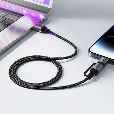 Кабель ACEFAST C20-01 USB-C to USB-C / Lightning aluminum alloy connectors charging data cable Black