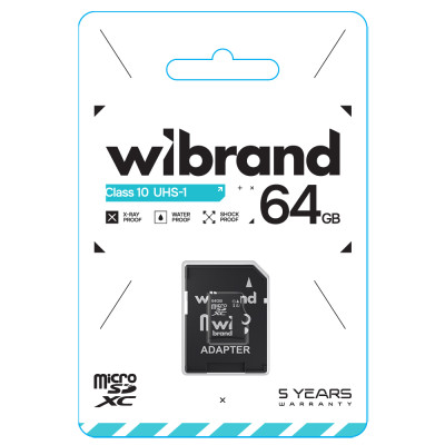 Карта пам'яті microSDXC (UHS-1) Wibrand 64Gb class 10 (adapter SD) Карта пам'яті microSDXC (UHS-1) Wibrand 64Gb class 10 (adapter SD)