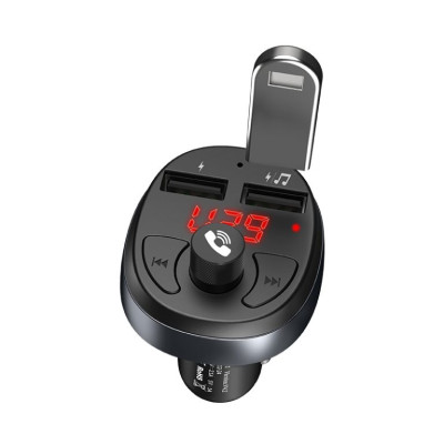 АЗП з FM-модулятором HOCO E41 In-car audio wireless FM transmitter Black