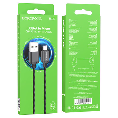 Кабель BOROFONE BX87 Sharp charging data cable for Micro Black Кабель BOROFONE BX87 Sharp charging data cable for Micro Black