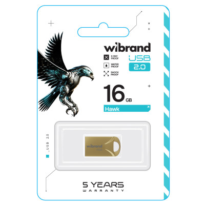 Флеш-накопичувач Wibrand USB 2.0 Hawk 16Gb Gold Флеш-накопичувач Wibrand USB 2.0 Hawk 16Gb Gold