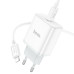 Мережевий зарядний пристрій з кабелем HOCO C104A Stage single port PD20W charger set (C to iP)(EU) White Мережевий зарядний пристрій з кабелем HOCO C104A Stage single port PD20W charger set (C to iP)(EU) White