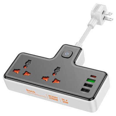Мережевий подовжувач HOCO AC12 Reise 2-position expansion socket(PD30W/1C3A) Black Мережевий подовжувач HOCO AC12 Reise 2-position expansion socket(PD30W/1C3A) Black