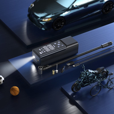 Автомобільний насос HOCO ZP7 Maddy portable smart air pump(5000mAh) Black