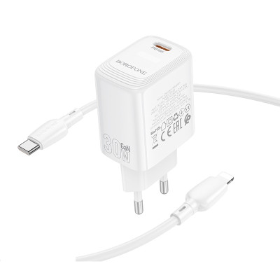 Сетевое зарядное устройство BOROFONE BN28 Fuente single port PD30W charger (EU) White Сетевое зарядное устройство BOROFONE BN28 Fuente single port PD30W charger (EU) White