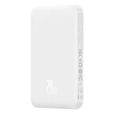 Зовнішній акумулятор Baseus Magnetic Mini Wireless Fast Charge Power Bank 5000mAh 20W Stellar White(With Simple Series Charging Cable Type-C to Typ Зовнішній акумулятор Baseus Magnetic Mini Wireless Fast Charge Power Bank 5000mAh 20W Stellar White(With Simple Series Charging Cable Type-C to Typ